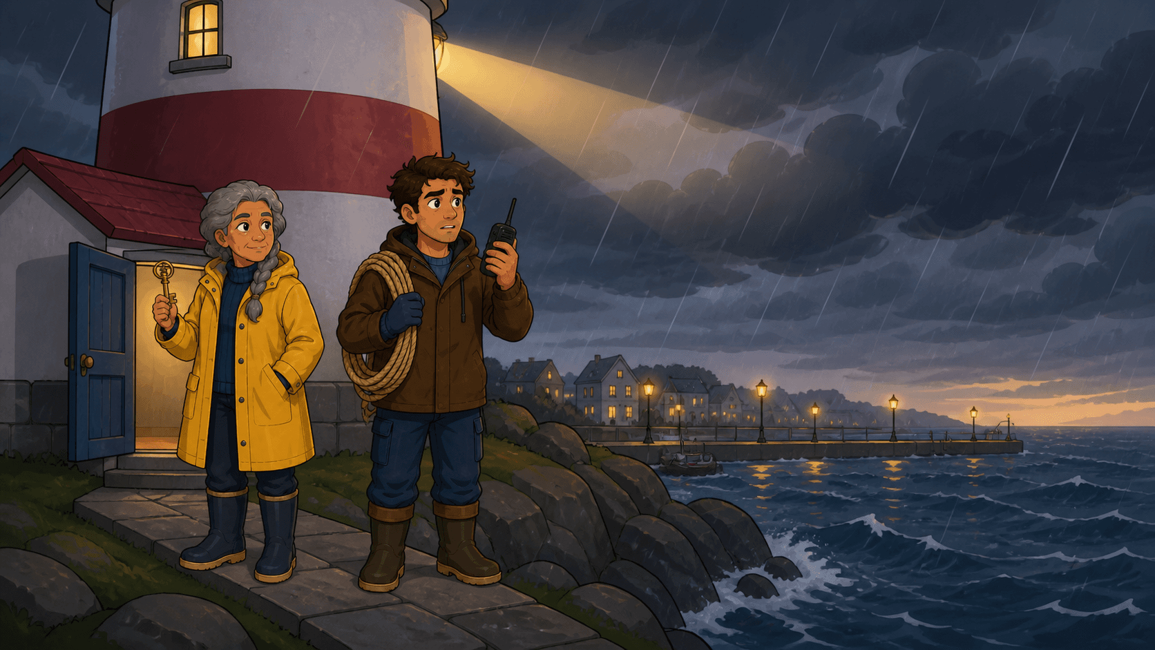 Cena 1 de 10 da história The Lighthouse Keeper's Promise